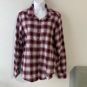 Pendleton Women's Long Sleeve Button Down Cotton Plaid Shirt Size L